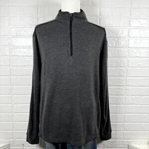 Straight Down Sweater Mens XL Heather Gray Rib-Knit Golf Quarter Zip Performance